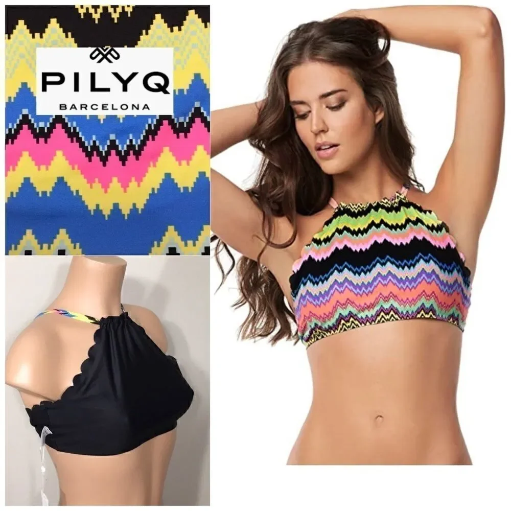 PILYQ Clara reversible Wave halter top. NWT